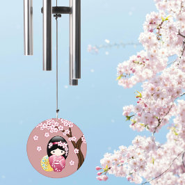 Primavera Kokeshi Doll Cute Japonês Geisha a Rosa