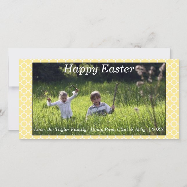 Primavera/Páscoa Feliz Amarelo Cartão com fotos (Frente)