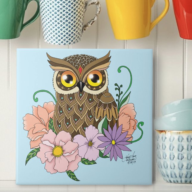 Primavera Pastel Flowers Owl (Criador carregado)