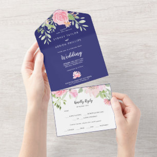 Primavera Peony Marinho Casamento Branco Tudo Em U