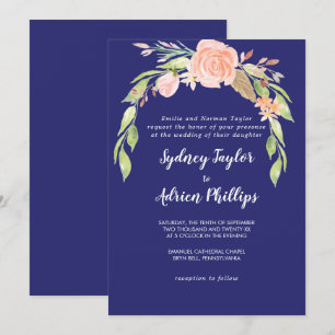 Primavera Peony Marinho Convite Formal Casamento
