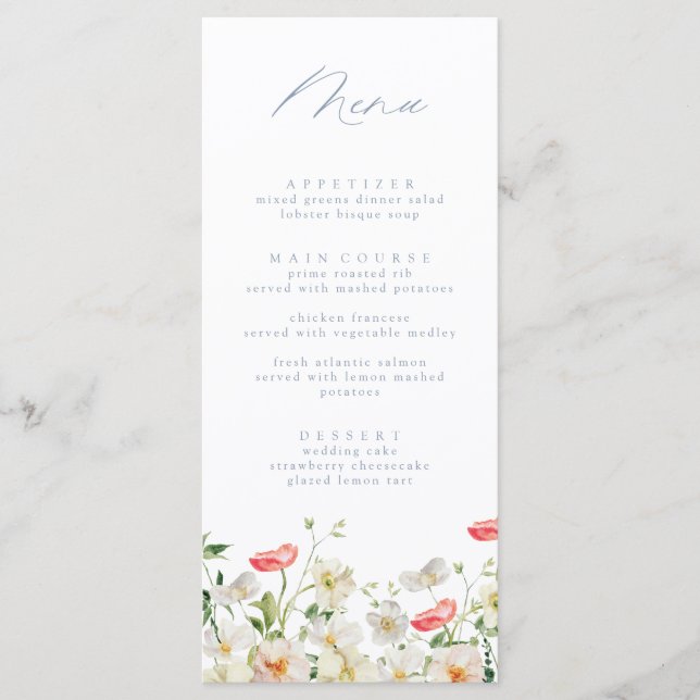 Primavera Peony Watercolor Menu Wedding (Frente)