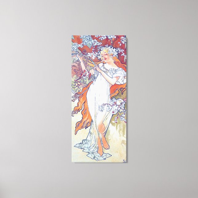 Primavera (Quatro Assentos), Alphonse Mucha Canvas (Frente)