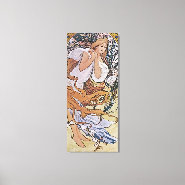 Primavera (Quatro Assentos), Alphonse Mucha Canvas (Frente)