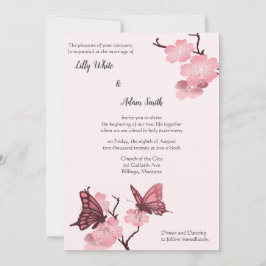 Primavera rosa com borboletas