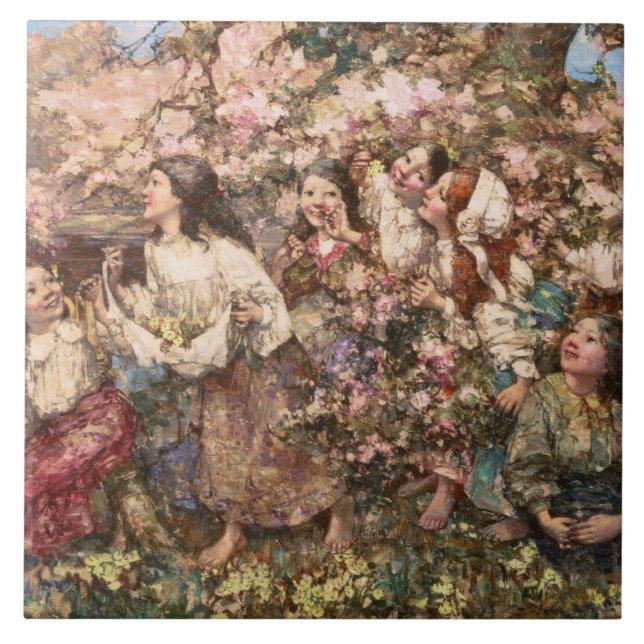 Primavera Rounlate (por Edward Atkinson Hornel) (Frente)