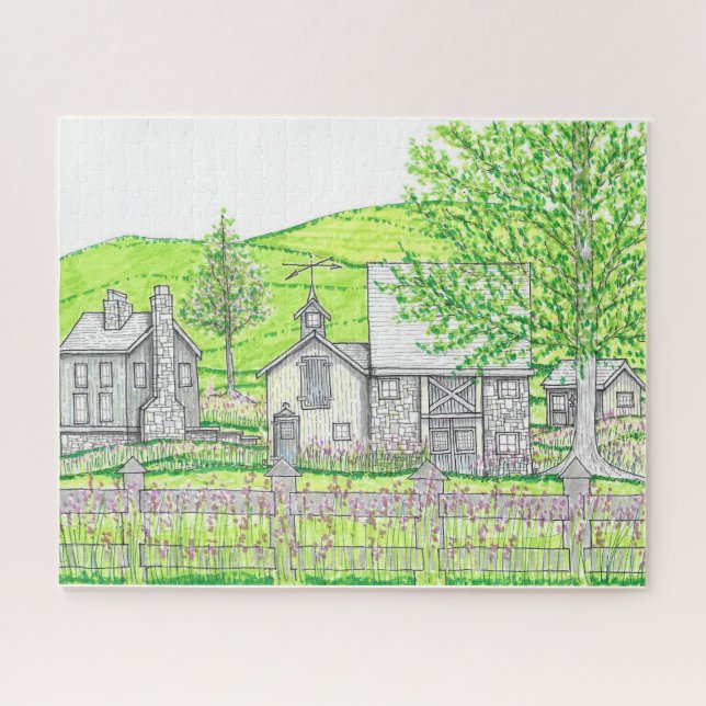 Primavera Stone Barn Quebra-cabeça (Horizontal)