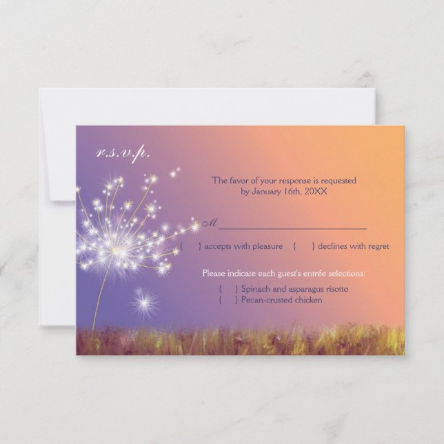 Primavera Twilight Dandelion Wedding RSVP (Frente)