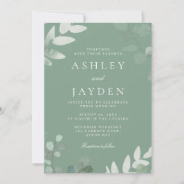 Primavera Verde Folha Moderna Convite para Casamen