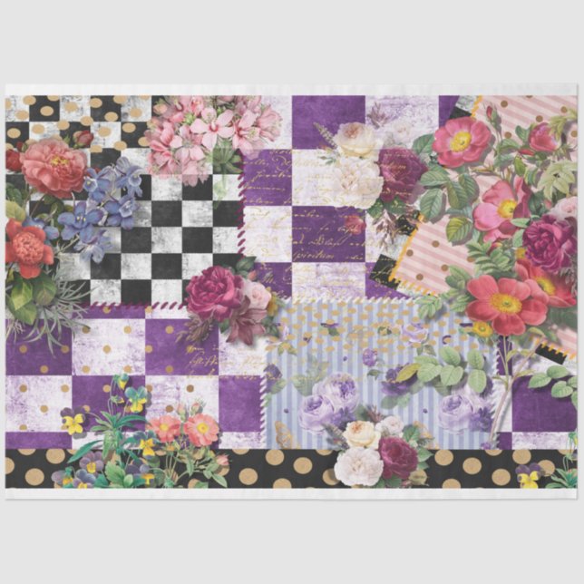 Primavera Whimsy verifica o papel de tecido de dis (Frente )