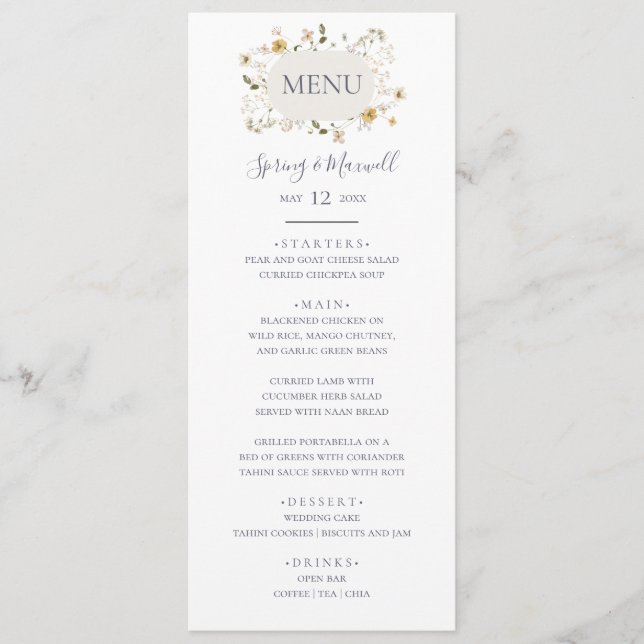 Primavera Wildflower | Menu Janto Casamento Branco (Frente)