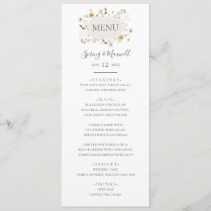 Primavera Wildflower Menu Janto Casamento Branco