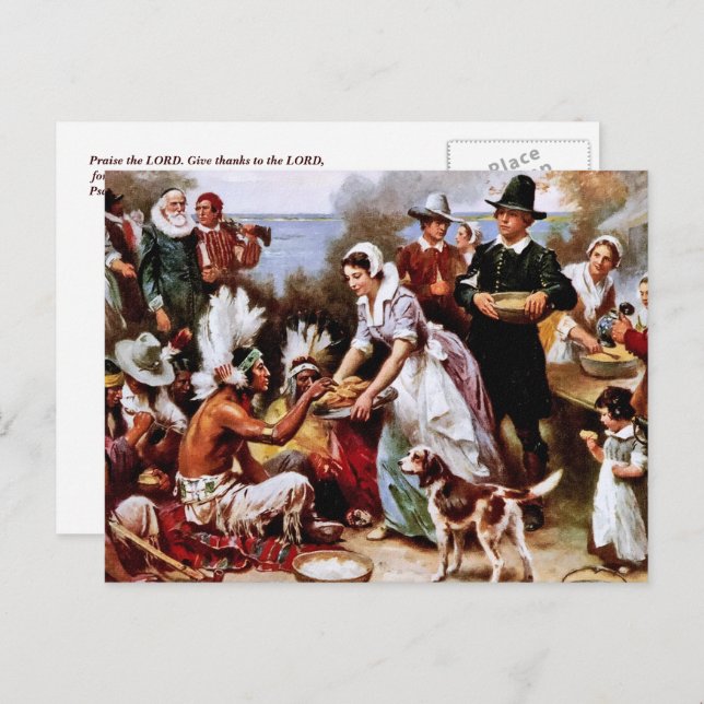 Primeira Ação de Graças, 1621. Cartões Postais (Frente/Verso)