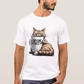 Primeira Camisa de Cafeína para Camisas de Gato e