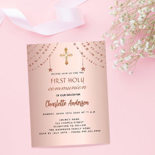 Primeira comuna rosa gold stars convite para orçam