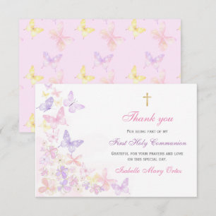 Primeira Comunhão Borboleta Rosa Menina Obrigada
