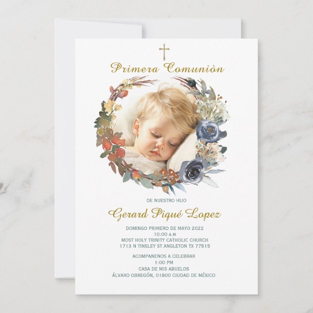 Primeira comunhão convite de impressão invitation (Frente)