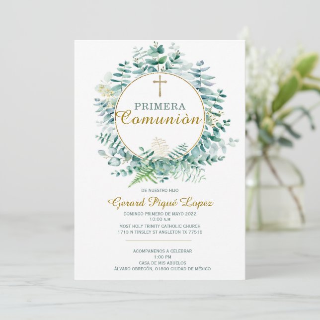 Primeira comunhão convite imprimível (Em pé/Frente)
