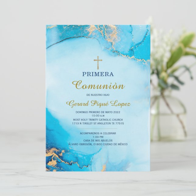 Primeira comunhão convite imprimível convite (Em pé/Frente)