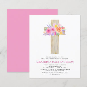 Primeira Comunhão Econômica Floral Pastel Rosa