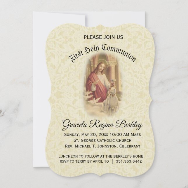 Primeira Comunhão Jesus Jovem Convites (Frente)