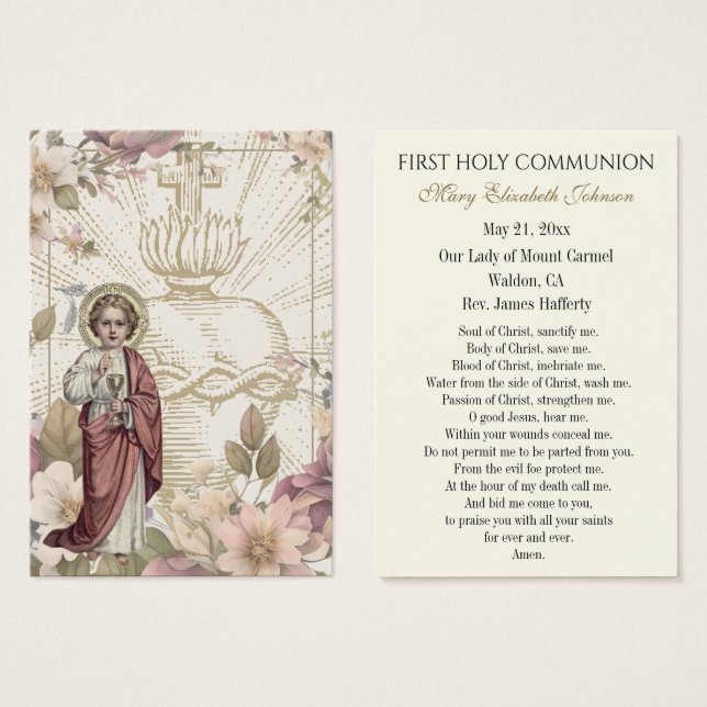 Primeira Comunhão Memória Católica Santa (Frente & Verso)