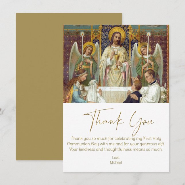 Primeira Comunhão Obrigado Jesus com Crianças (Frente/Verso)