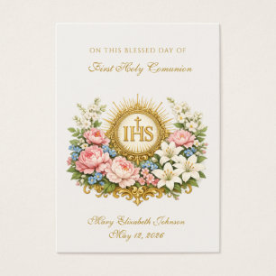 Primeira Comunhão Recordação IHS Floral