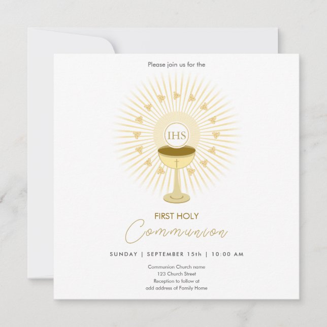 Primeira Comunicação Dourada com Convite Chalice (Frente)