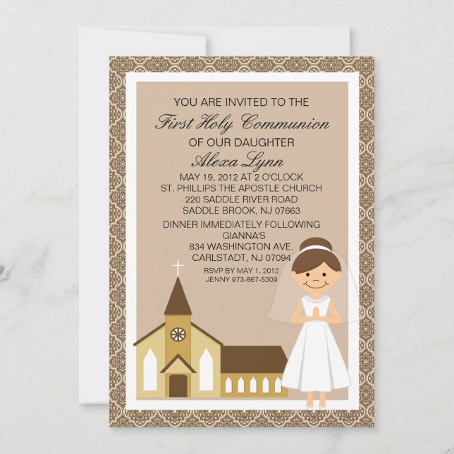 Primeira Comunista Bonito Por Convite Da Igreja (Frente)