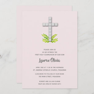 Primeira Cruz Comunitária em Convites Rosa Pálido