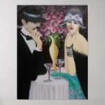 PRIMEIRA DATA, POSTER ART DECO<br><div class="desc">Pintura original de casal de deco de arte acrílica... ... Um casal no primeiro encontro, intrigante e misterioso. O cenário é uma mesa romântica com um grande vaso de rosas, luzes baixas e uma mesa escondida da atmosfera lotada conta uma história. Uma pintura de excelente que pode ser um excelente...</div>