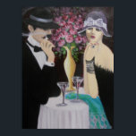 PRIMEIRA DATA, POSTER ART DECO<br><div class="desc">Pintura original de casal de deco de arte acrílica... ... Um casal no primeiro encontro, intrigante e misterioso. O cenário é uma mesa romântica com um grande vaso de rosas, luzes baixas e uma mesa escondida da atmosfera lotada conta uma história. Uma pintura de excelente que pode ser um excelente...</div>