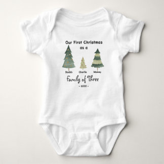Primeira Família de Natal de Bebê de Três Camisas