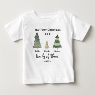 Primeira Família de Natal de Bebê de Três Camisas