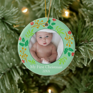 Primeira Foto de Natal do Bebê Enfeite de Natal