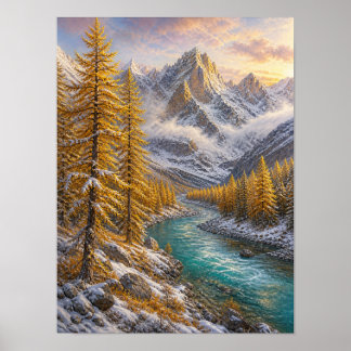 Primeira Neve Larch Valley 12x16 Poster