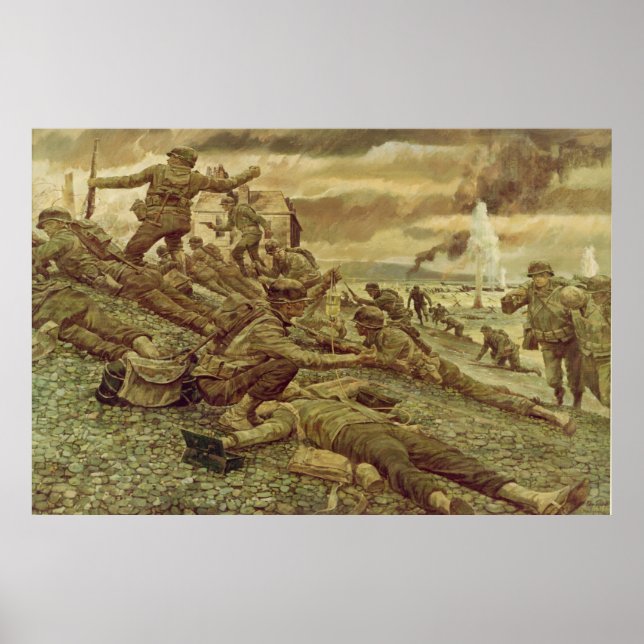 Primeira onda em Omaha por Ken Riley Impressão (Frente)