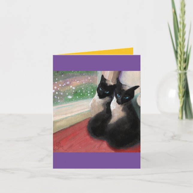 Primeira queda de neve - Cartão de Férias de Gatin (Frente)