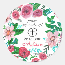 Primeira Sagrada Flor Comunitária | Adesivo redond