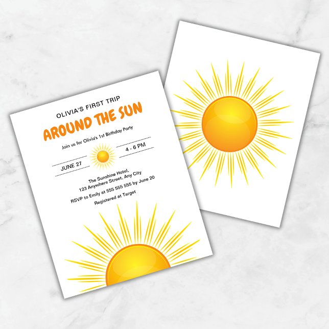 Primeira Viagem ao redor do Sun Aniversário Convid (Budget Boho First Trip Around the Sun 1st Birthday Invitation )