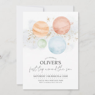 Primeira viagem em torno do convite ao primeiro an