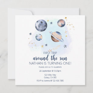 Primeira Viagem Em Torno Do Convite Sun Aniversári