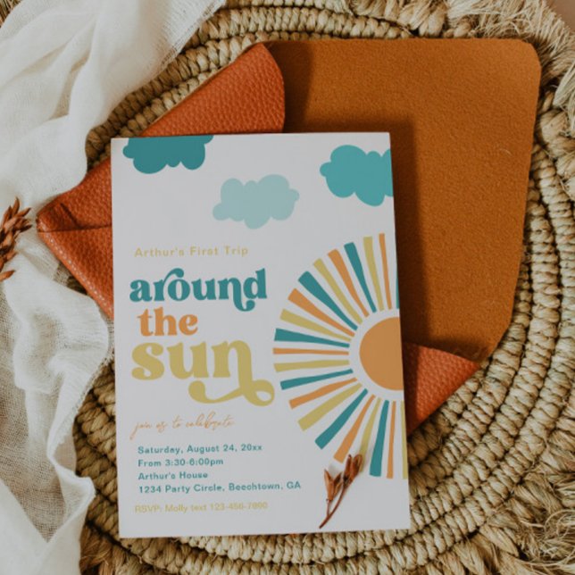 Primeira Viagem Em Torno Do Convite Sun Aniversári (Criador carregado)