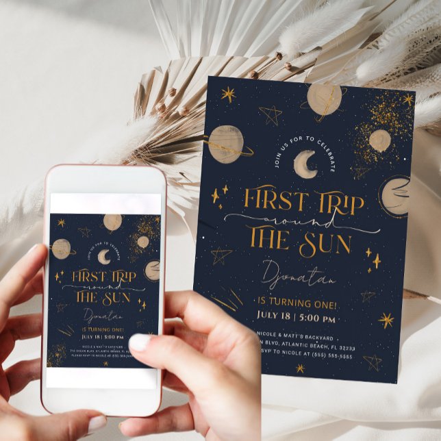 Primeira Viagem Em Torno Do Convite Sun Aniversári (Criador carregado)