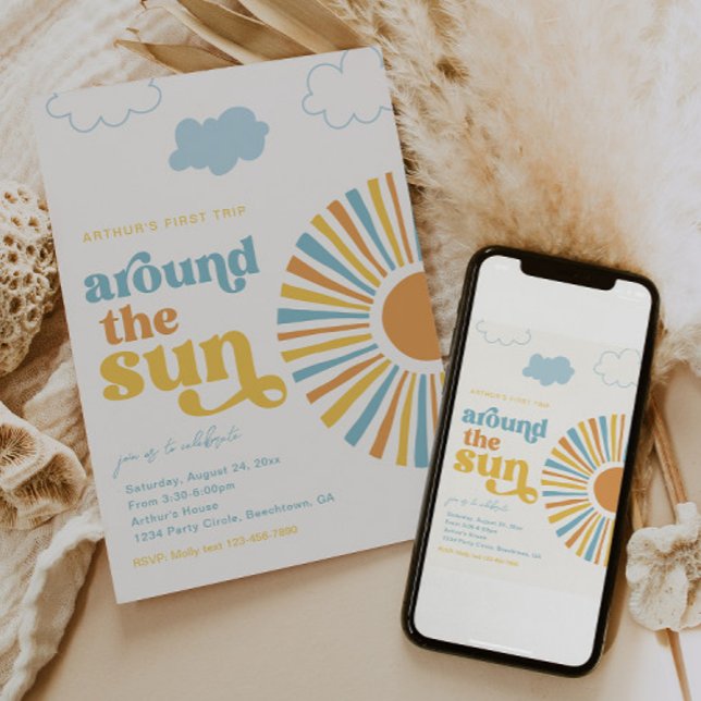 Primeira Viagem Em Torno Do Convite Sun Aniversári (Criador carregado)