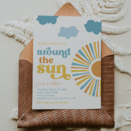 Primeira Viagem Em Torno Do Convite Sun Aniversári