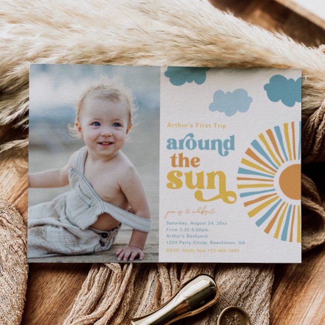 Primeira Viagem Em Torno Do Convite Sun Aniversári (Criador carregado)