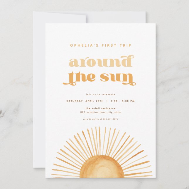 Primeira Viagem em torno do Convite Sun Aniversári (Frente)