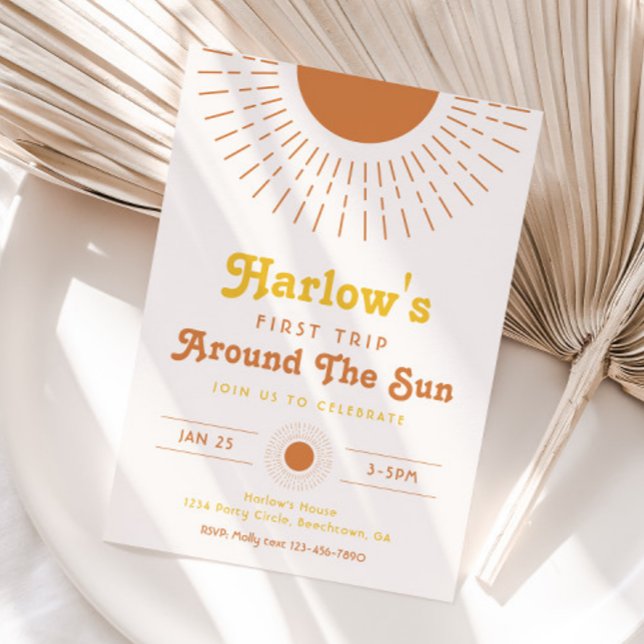 Primeira Viagem Em Torno Do Convite Sun | Boho (Criador carregado)